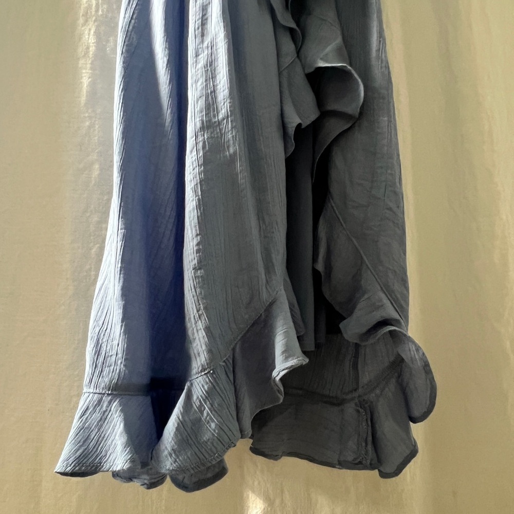 WORN ONCE Abercrombie & Fitch Blue Ruffle Wrap Midi Dress size small - Picture 5 of 9